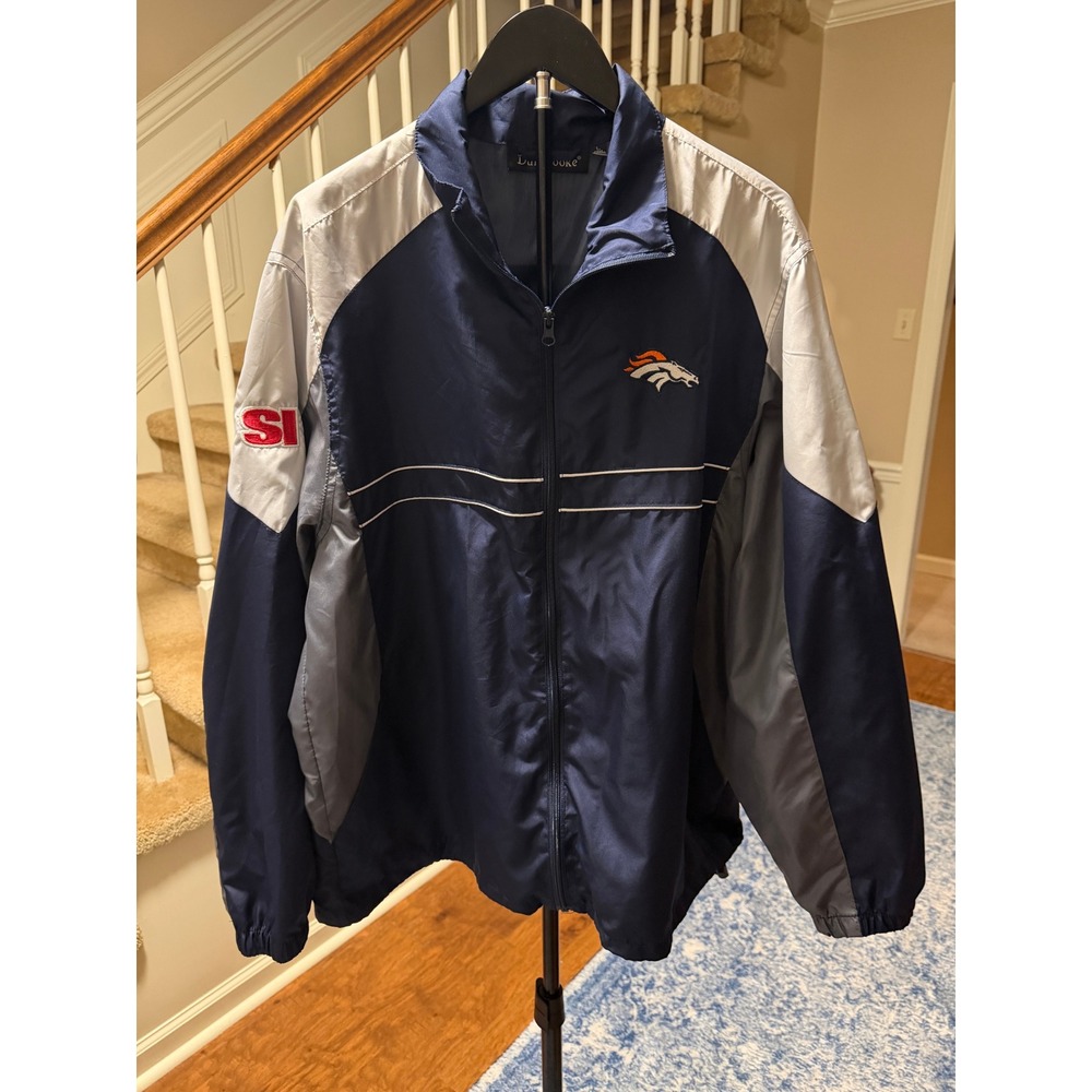 Dunbrooke Denver Broncos Windbreaker Jacket Mens Large Navy Full Zip SI Logo
